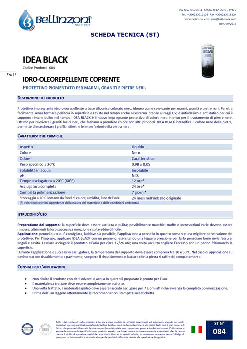 IMPREGNANTE PROTETTIVO PER GRANITI E PIETRE IDEA BLACK BELLINZONI 750 ML.